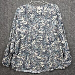 CB Established 1962 Womens Paisley 2X Long Sleeve Blouse Buttons Rayon
